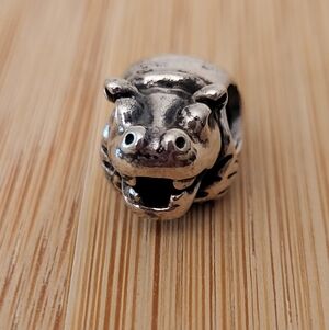 Pandora Retired Silver Hippopotamus Charm